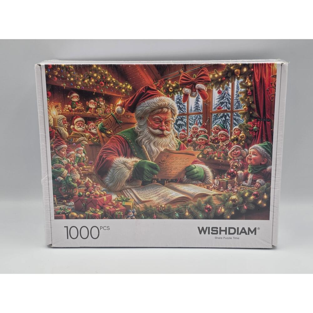 Santa Claus With Elves - 1000 Piece Wishdiam Jigsaw Christmas Puzzle. No. 9910